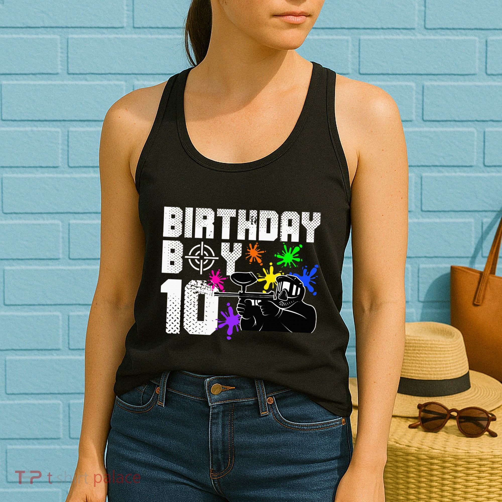10th Birthday Paintball Outdoor Sport 10 Year Old Funny Women's Tank Top