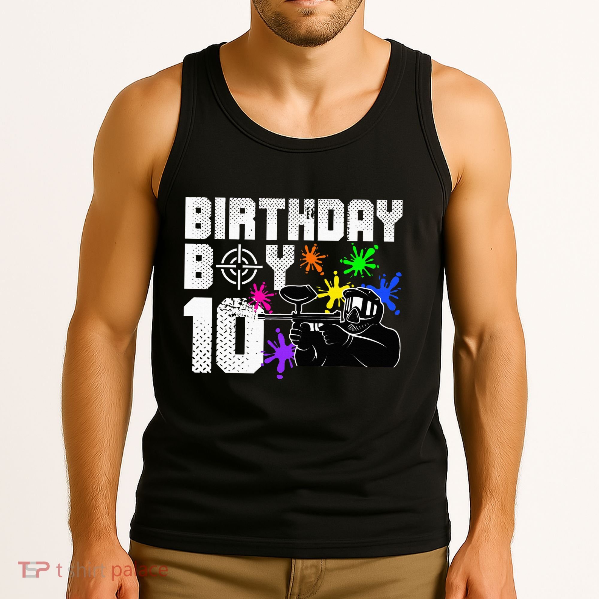10th Birthday Paintball Outdoor Sport 10 Year Old Funny Tank Top