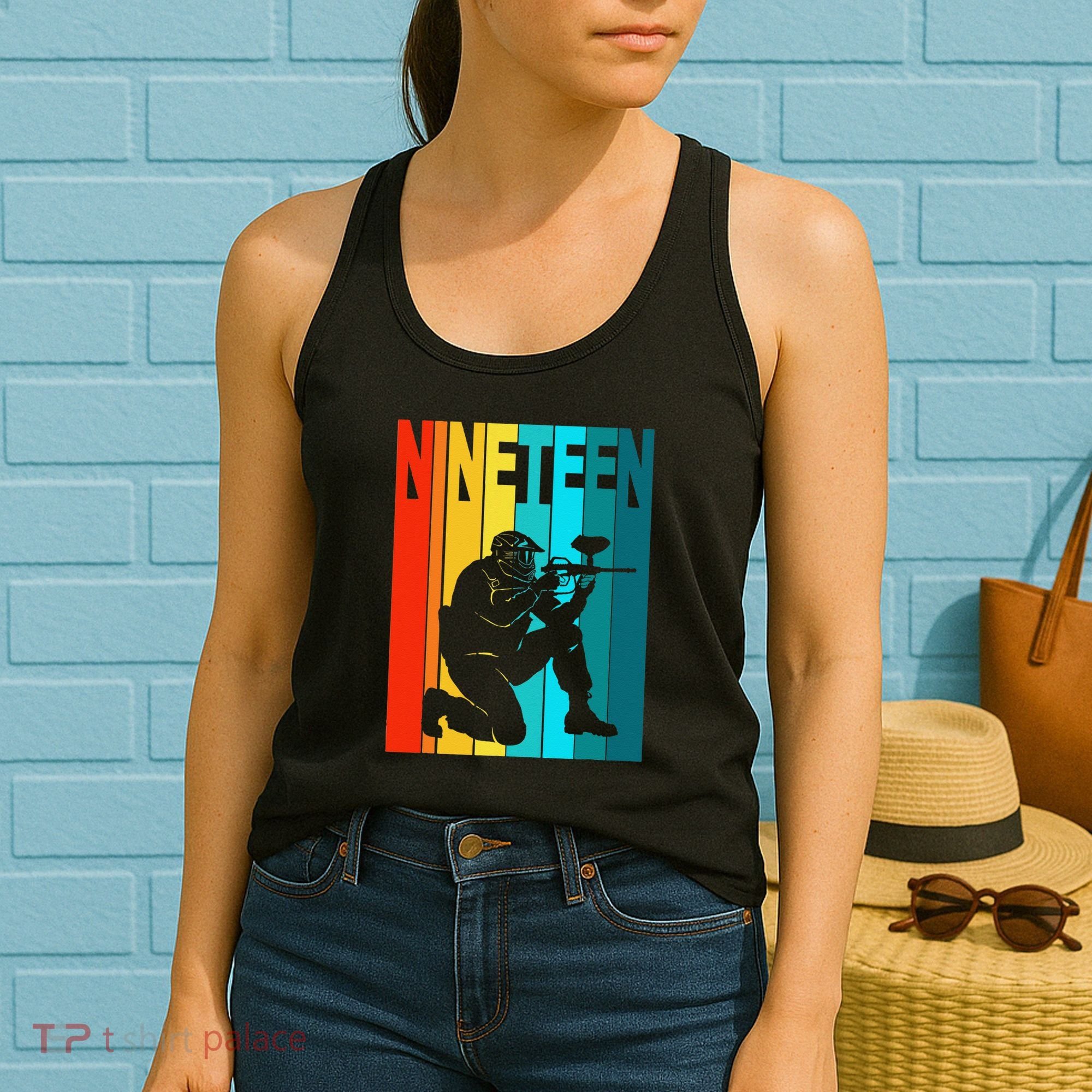 19th Birthday Paintball Theme 19 Year Old Boy Birthday Women's Tank Top