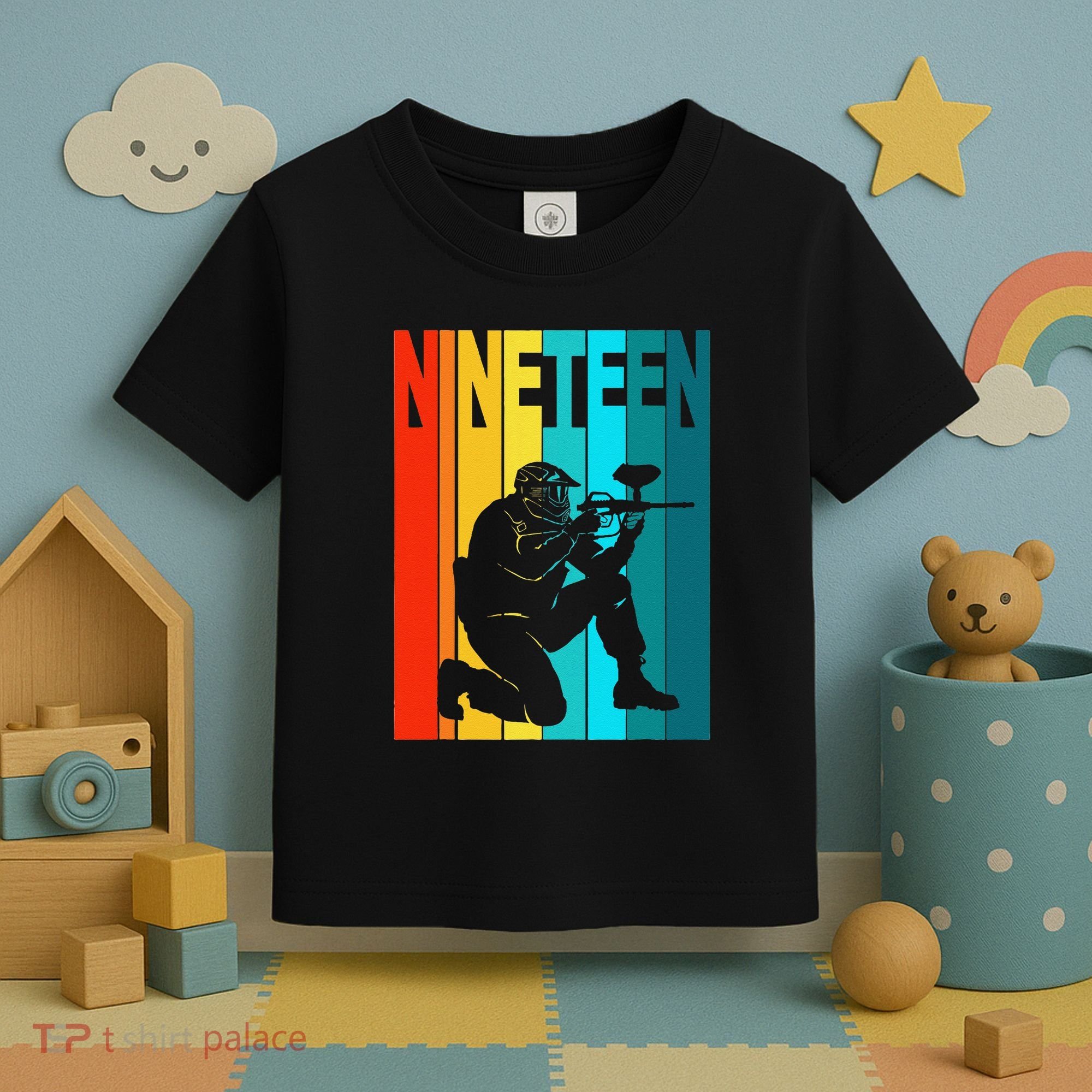 19th Birthday Paintball Theme 19 Year Old Boy Birthday Toddler T-Shirt