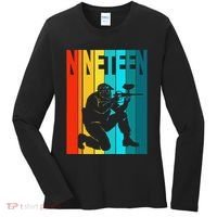 19th Birthday Paintball Theme 19 Year Old Boy Birthday Women's Long Sleeve Shirt thumb 0
