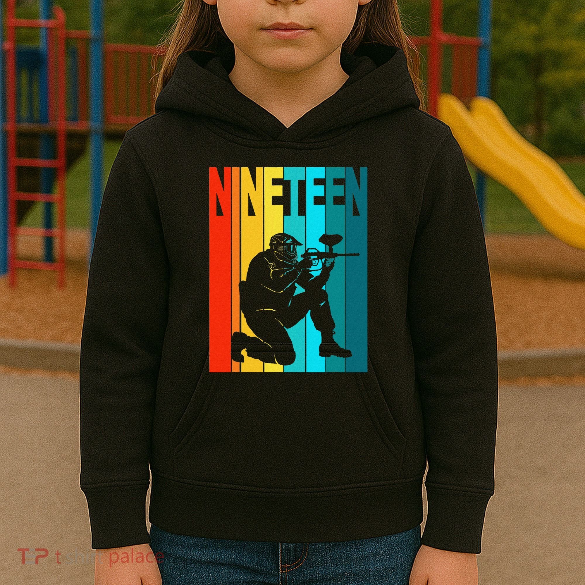 19th Birthday Paintball Theme 19 Year Old Boy Birthday Kids Hoodie