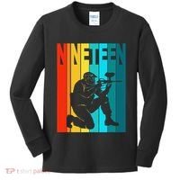 19th Birthday Paintball Theme 19 Year Old Boy Birthday Kids Long Sleeve Shirt thumb 0