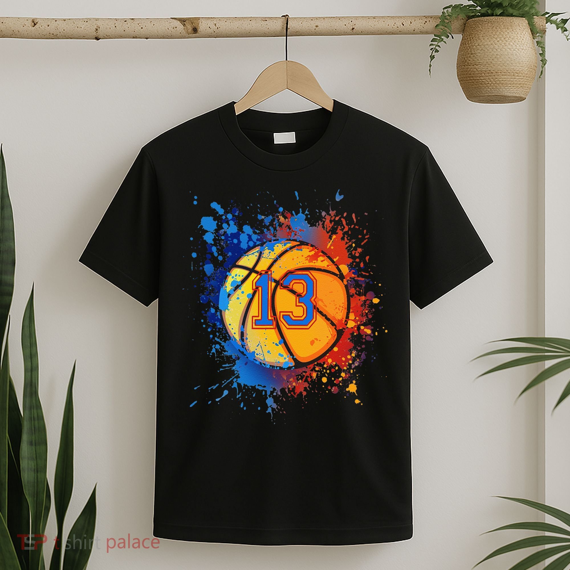 13th Birthday Party Thirteen 13 Year Old Basketball Bday T-Shirt