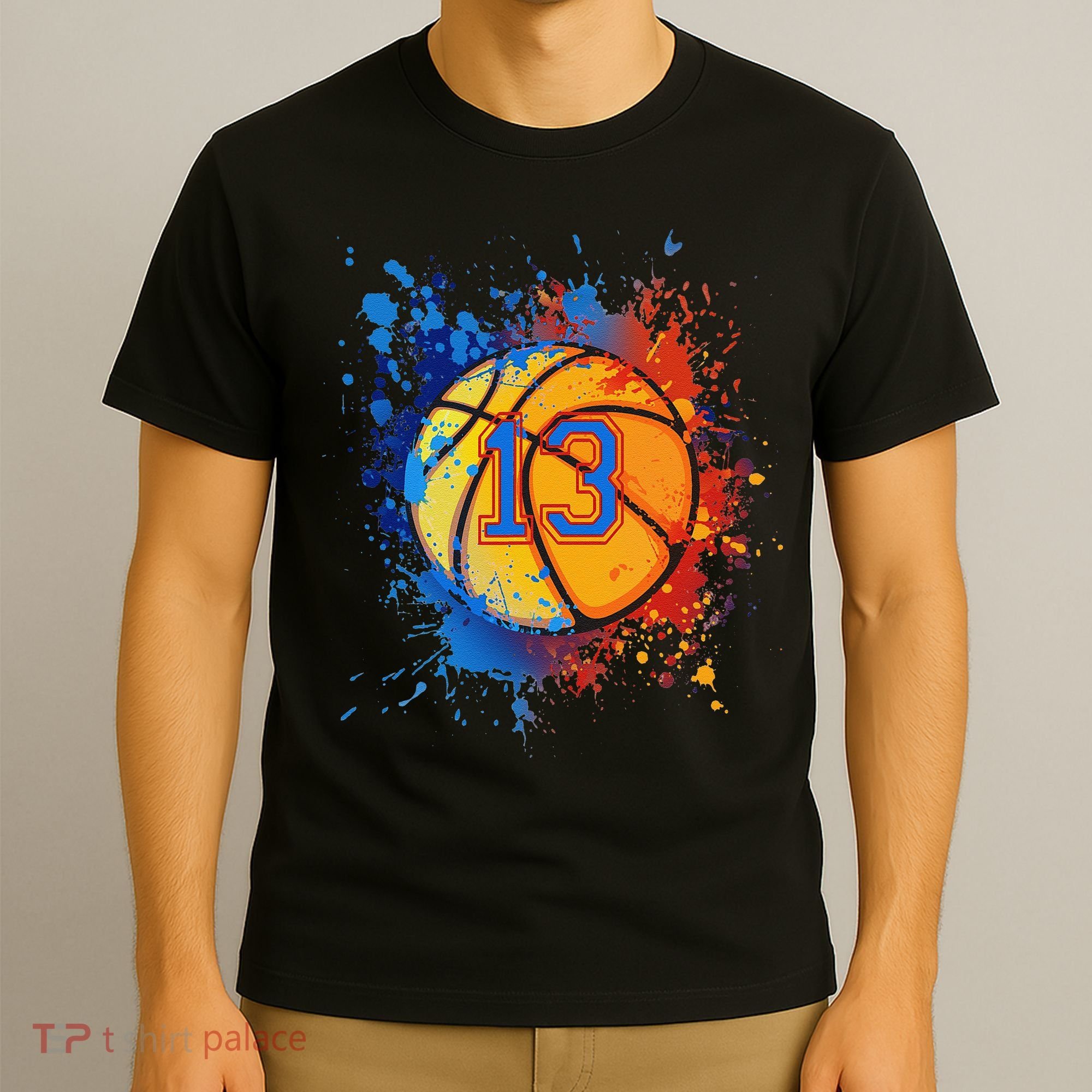 13th Birthday Party Thirteen 13 Year Old Basketball Bday T-Shirt