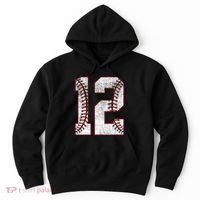 12th Birthday party Twelve 12 Year Old Baseball Bday Hoodie thumb 0