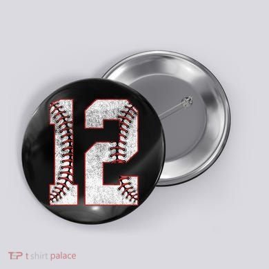 12th Birthday party Twelve 12 Year Old Baseball Bday Button