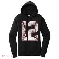 12th Birthday party Twelve 12 Year Old Baseball Bday Women's Hoodie thumb 0