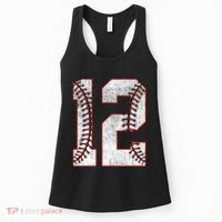 12th Birthday party Twelve 12 Year Old Baseball Bday Women's Tank Top thumb 0