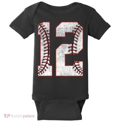 12th Birthday party Twelve 12 Year Old Baseball Bday Baby Bodysuit