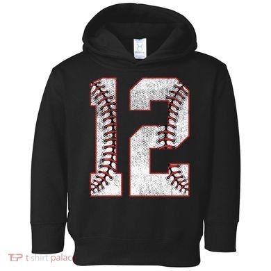 12th Birthday party Twelve 12 Year Old Baseball Bday Toddler Hoodie