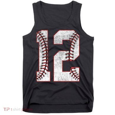 12th Birthday party Twelve 12 Year Old Baseball Bday Tank Top