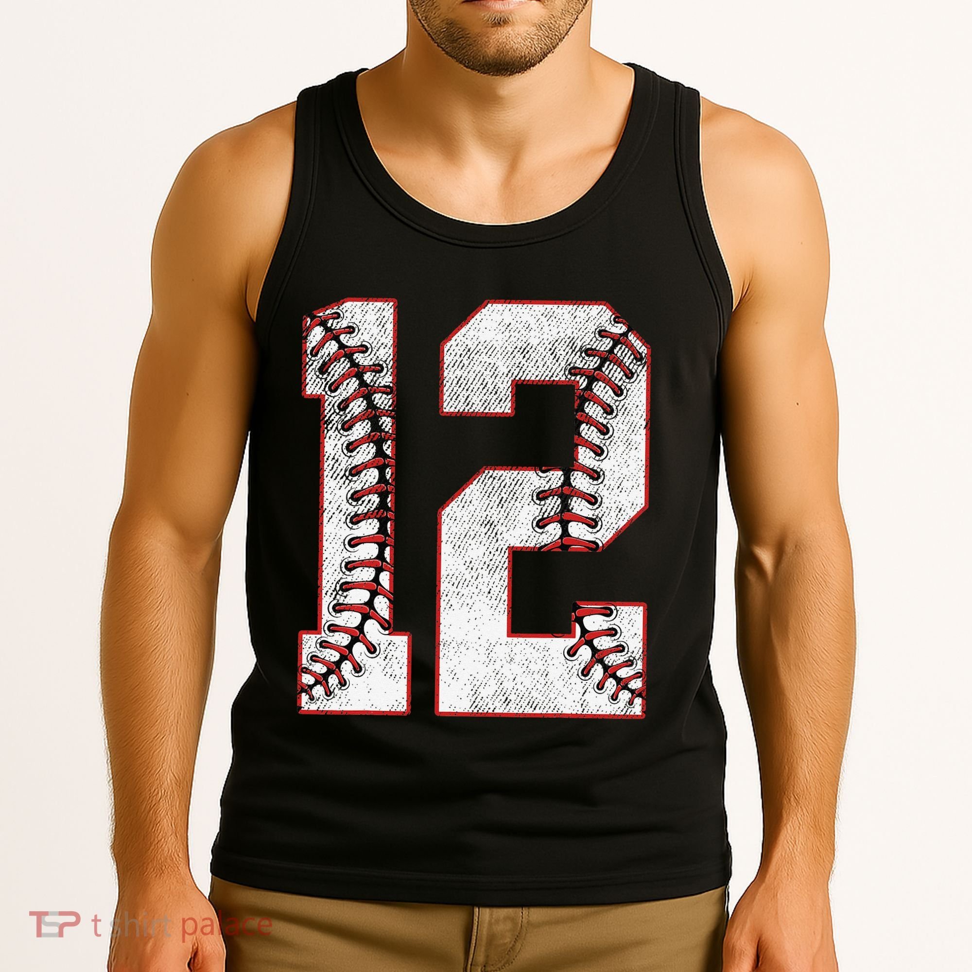12th Birthday party Twelve 12 Year Old Baseball Bday Tank Top