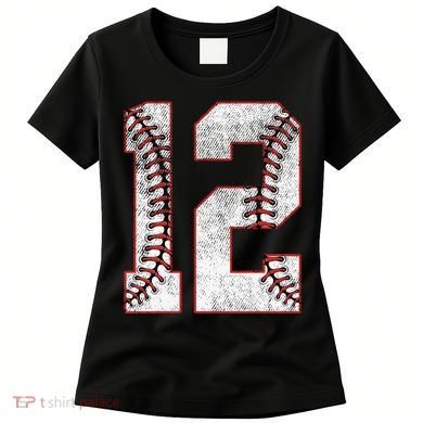 12th Birthday party Twelve 12 Year Old Baseball Bday Women's T-Shirt