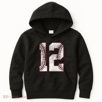 12th Birthday party Twelve 12 Year Old Baseball Bday Kids Hoodie thumb 0