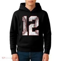 12th Birthday party Twelve 12 Year Old Baseball Bday Kids Hoodie thumb 4