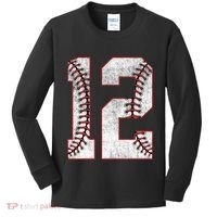 12th Birthday party Twelve 12 Year Old Baseball Bday Kids Long Sleeve Shirt thumb 0