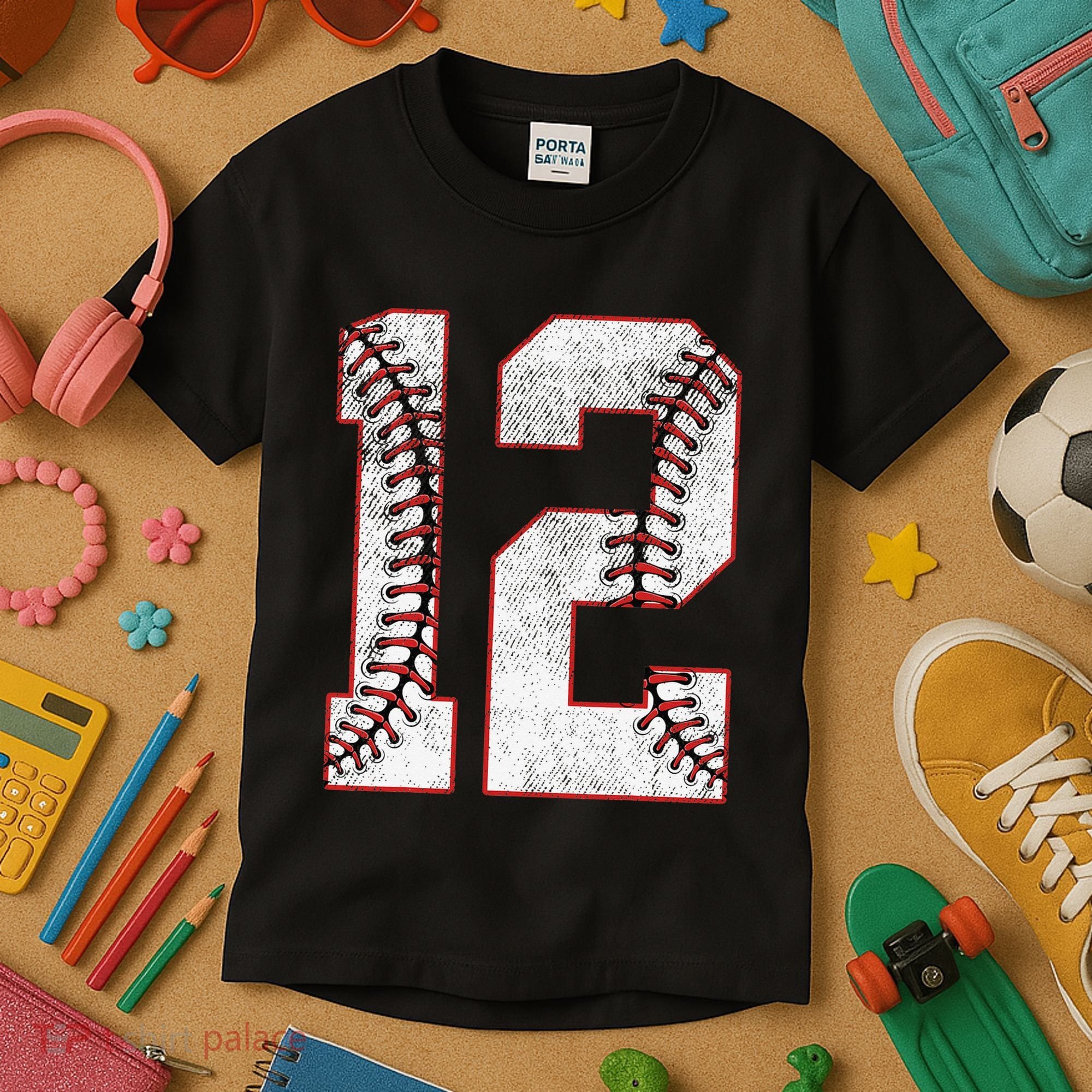 12th Birthday party Twelve 12 Year Old Baseball Bday Kids T-Shirt