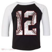 12th Birthday party Twelve 12 Year Old Baseball Bday Toddler Fine Jersey T-Shirt thumb 0