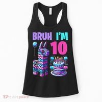 10th Birthday Party Llama Pinata Girl Bruh Im 10 Women's Tank Top thumb 0