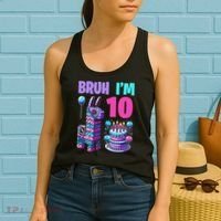 10th Birthday Party Llama Pinata Girl Bruh Im 10 Women's Tank Top thumb 2