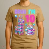 10th Birthday Party Llama Pinata Girl Bruh Im 10 T-Shirt thumb 3