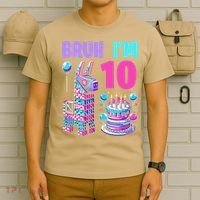 10th Birthday Party Llama Pinata Girl Bruh Im 10 T-Shirt thumb 6