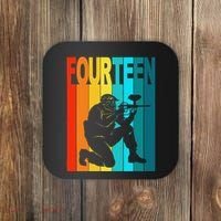 14th Birthday Paintball Theme 14 Year Old Boy Birthday Coaster thumb 0