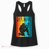 14th Birthday Paintball Theme 14 Year Old Boy Birthday Women's Tank Top thumb 0