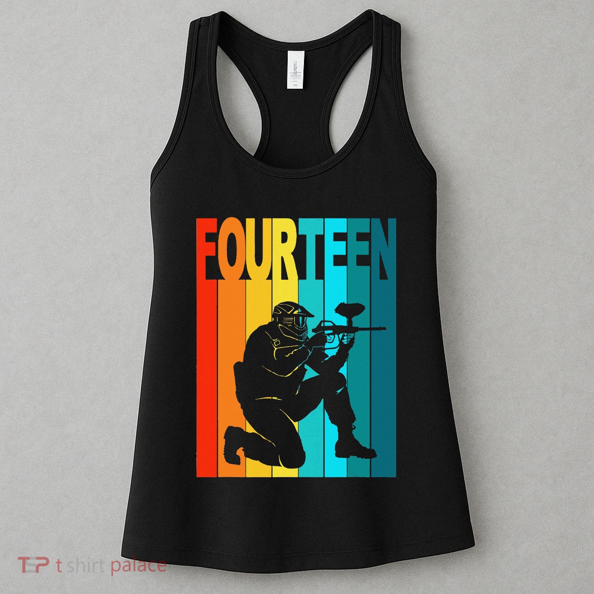 14th Birthday Paintball Theme 14 Year Old Boy Birthday Women's Tank Top