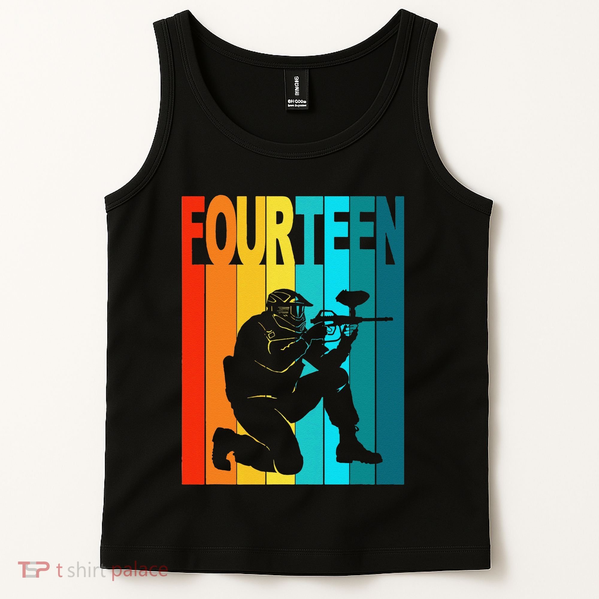 14th Birthday Paintball Theme 14 Year Old Boy Birthday Tank Top