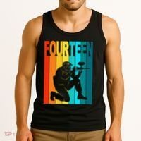 14th Birthday Paintball Theme 14 Year Old Boy Birthday Tank Top thumb 3
