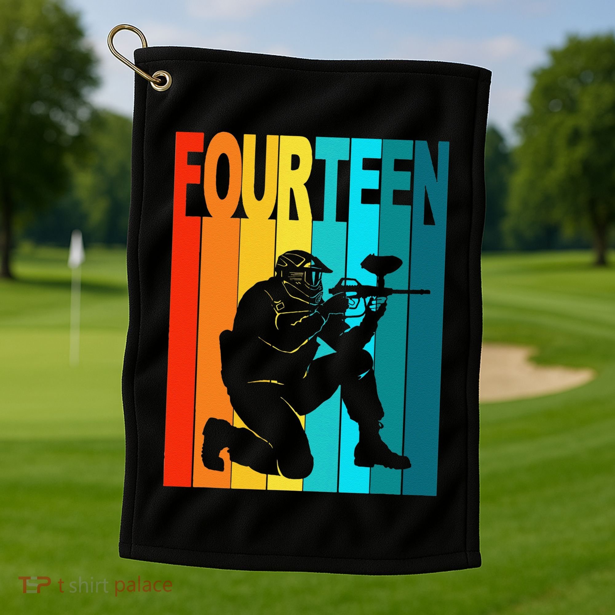 14th Birthday Paintball Theme 14 Year Old Boy Birthday Golf Towel