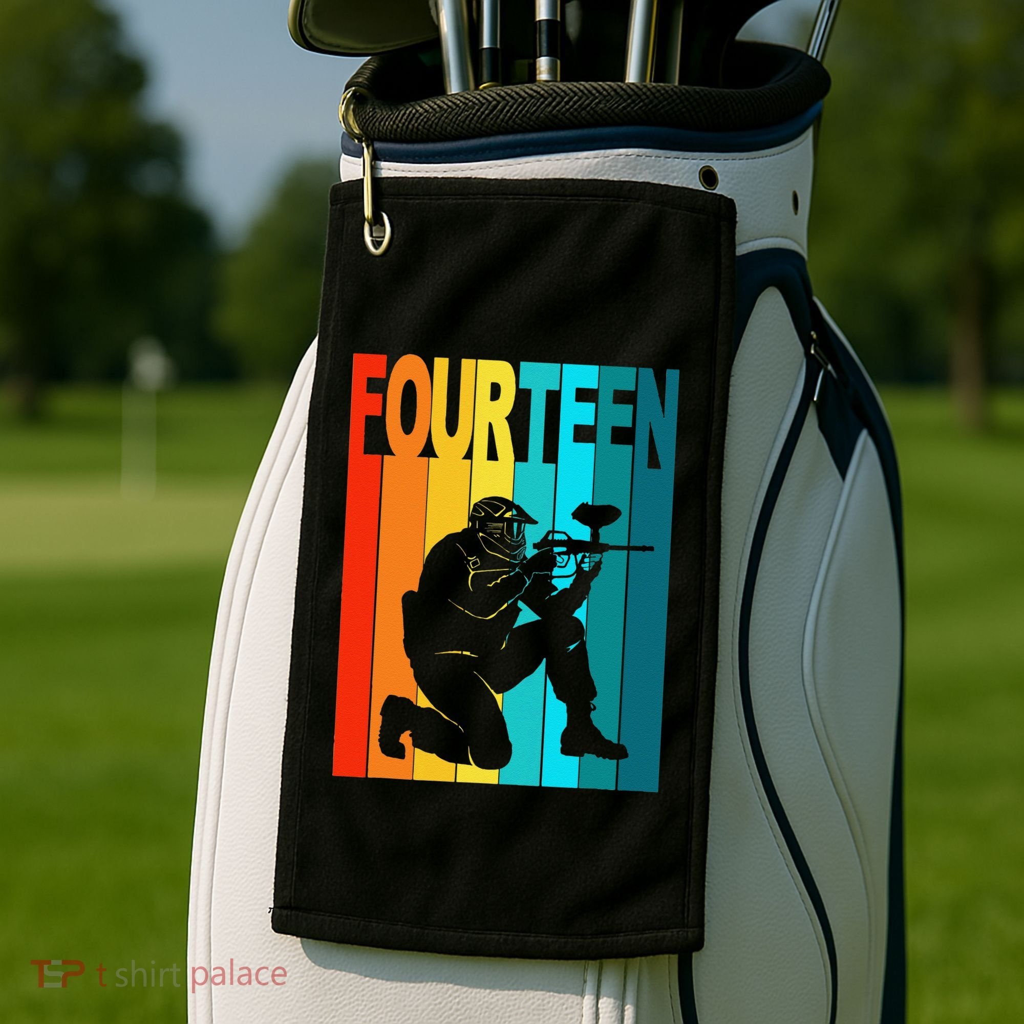 14th Birthday Paintball Theme 14 Year Old Boy Birthday Golf Towel