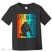 14th Birthday Paintball Theme 14 Year Old Boy Birthday Toddler T-Shirt thumb 0