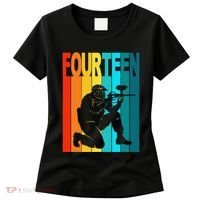 14th Birthday Paintball Theme 14 Year Old Boy Birthday Women's T-Shirt thumb 0