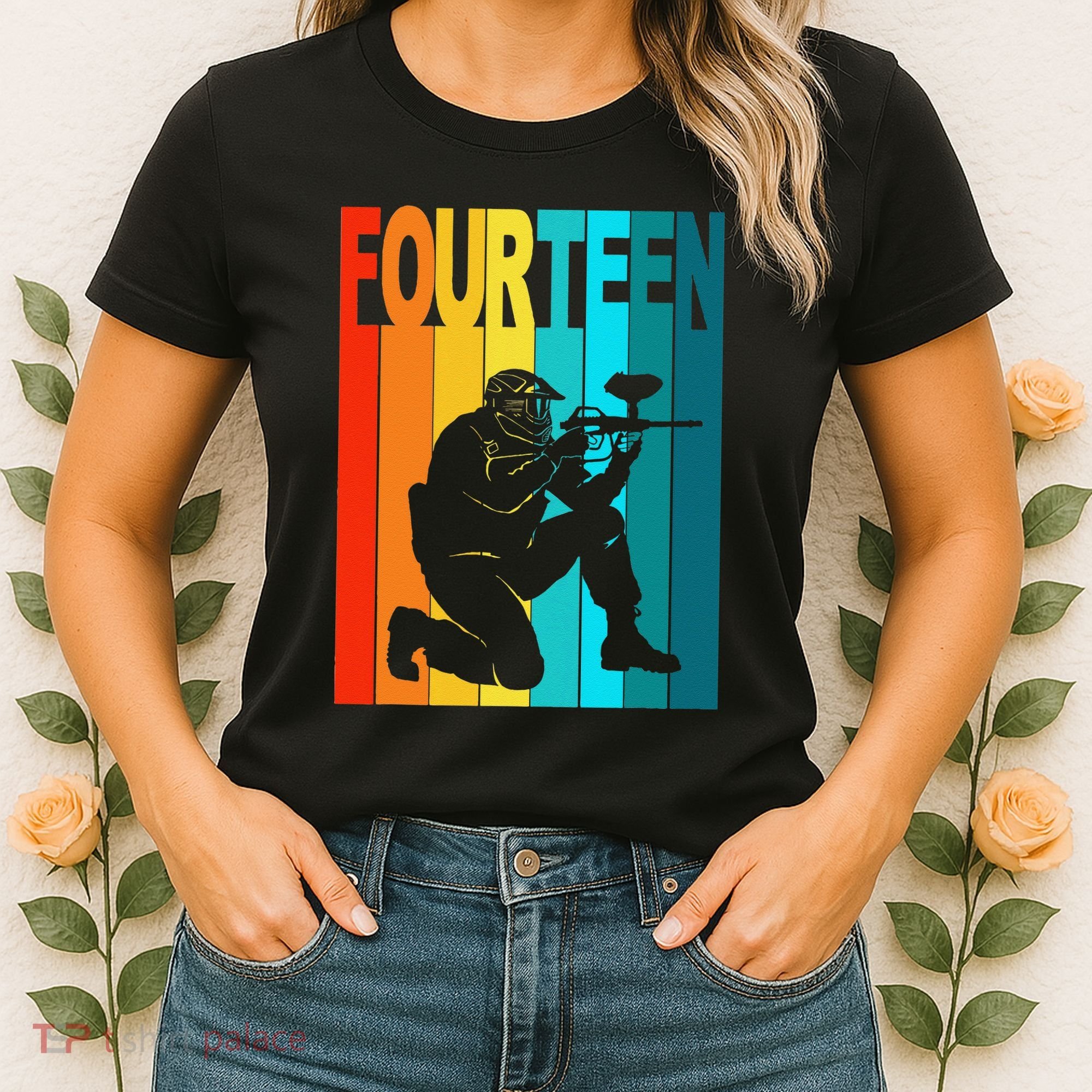 14th Birthday Paintball Theme 14 Year Old Boy Birthday Women's T-Shirt
