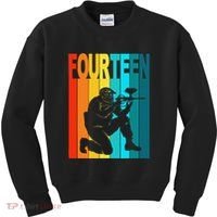 14th Birthday Paintball Theme 14 Year Old Boy Birthday Kids Sweatshirt thumb 0