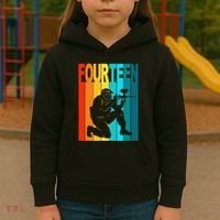 14th Birthday Paintball Theme 14 Year Old Boy Birthday Kids Hoodie thumb 3