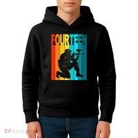 14th Birthday Paintball Theme 14 Year Old Boy Birthday Kids Hoodie thumb 4
