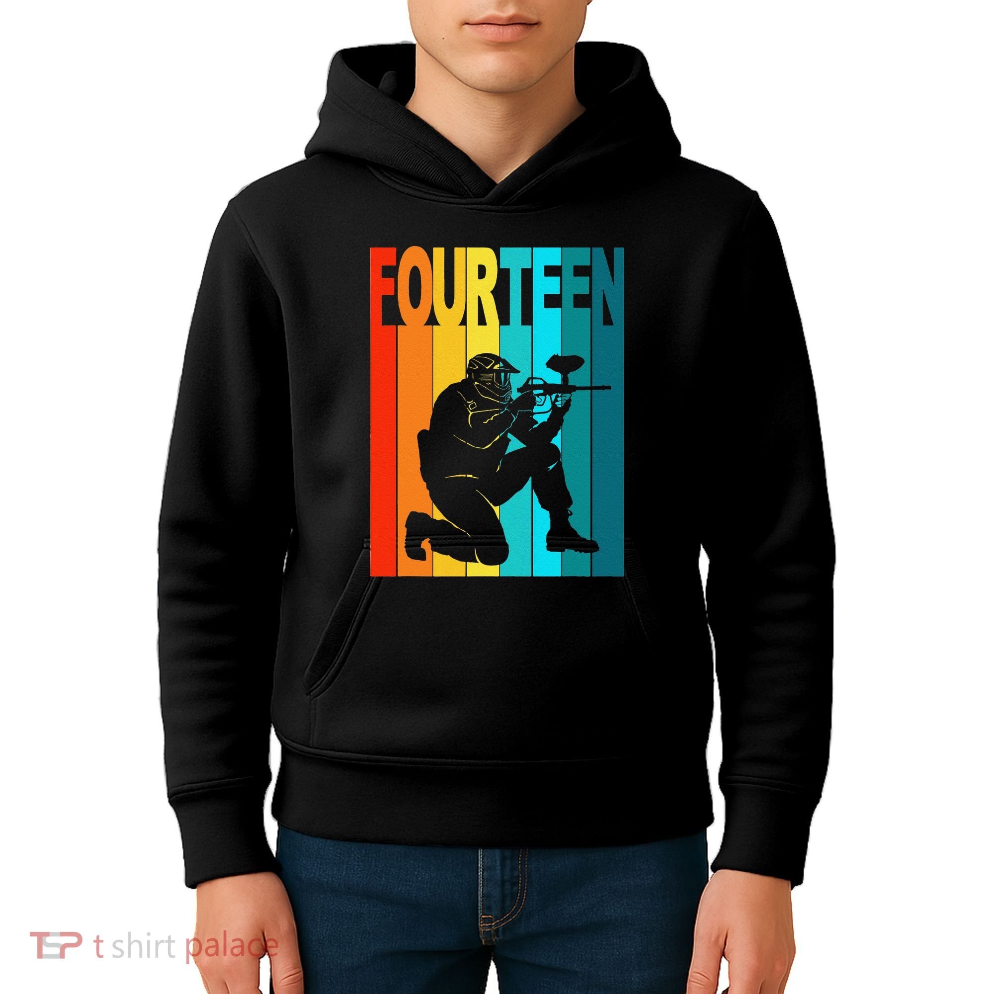14th Birthday Paintball Theme 14 Year Old Boy Birthday Kids Hoodie