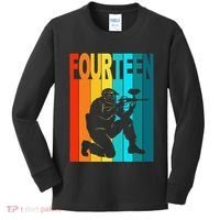 14th Birthday Paintball Theme 14 Year Old Boy Birthday Kids Long Sleeve Shirt thumb 0