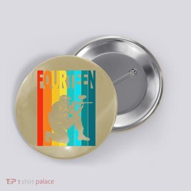 14th Birthday Paintball Theme 14 Year Old Boy Birthday Button
