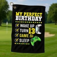 13th Birthday Party Perfect For Gamer 13 Years Old Golf Towel thumb 1