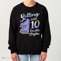 10th Birthday Rolling Into 10 Double Digits Roller Skate Women's Sweatshirt thumb 0