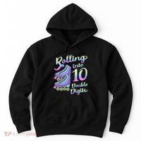 10th Birthday Rolling Into 10 Double Digits Roller Skate Hoodie thumb 0