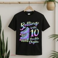 10th Birthday Rolling Into 10 Double Digits Roller Skate T-Shirt thumb 2