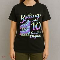 10th Birthday Rolling Into 10 Double Digits Roller Skate T-Shirt thumb 4
