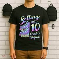 10th Birthday Rolling Into 10 Double Digits Roller Skate T-Shirt thumb 6
