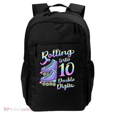 10th Birthday Rolling Into 10 Double Digits Roller Skate Backpack